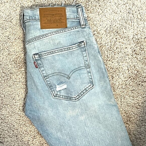 Levi's Premium Quality Men's 512 30x29 Relaxed Skinny Fit Distress Jeans Denim - Picture 11 of 11